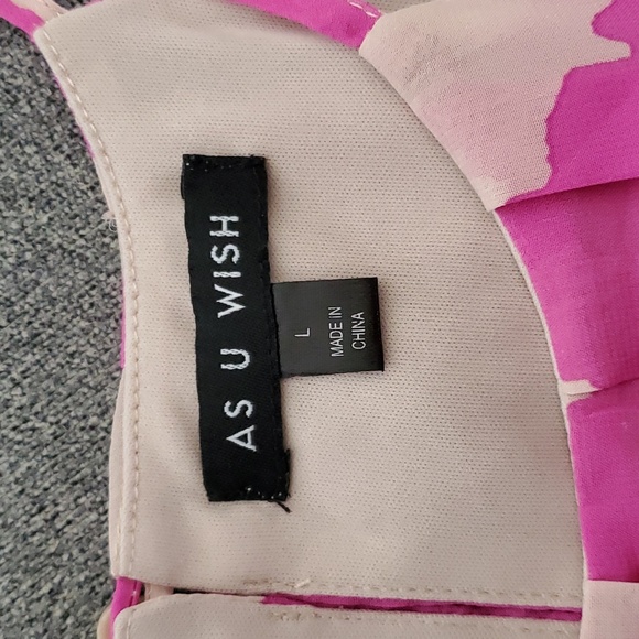 🆕️ AS U WISH Pink Chevron Print Sleeveless Belted Dress JUNIORS SIZE: L - Picture 12 of 12